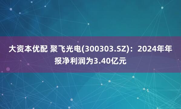 大资本优配 聚飞光电(300303.SZ)：2024年年报净利润为3.40亿元