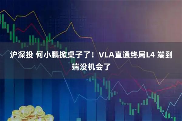 沪深投 何小鹏掀桌子了！VLA直通终局L4 端到端没机会了