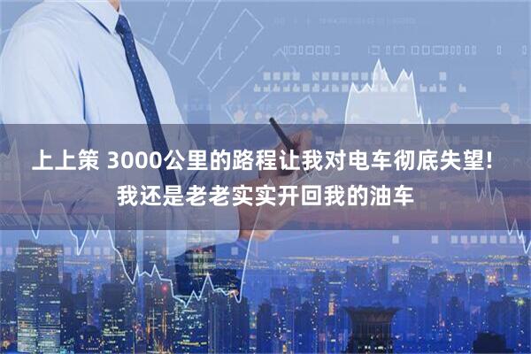 上上策 3000公里的路程让我对电车彻底失望! 我还是老老实实开回我的油车